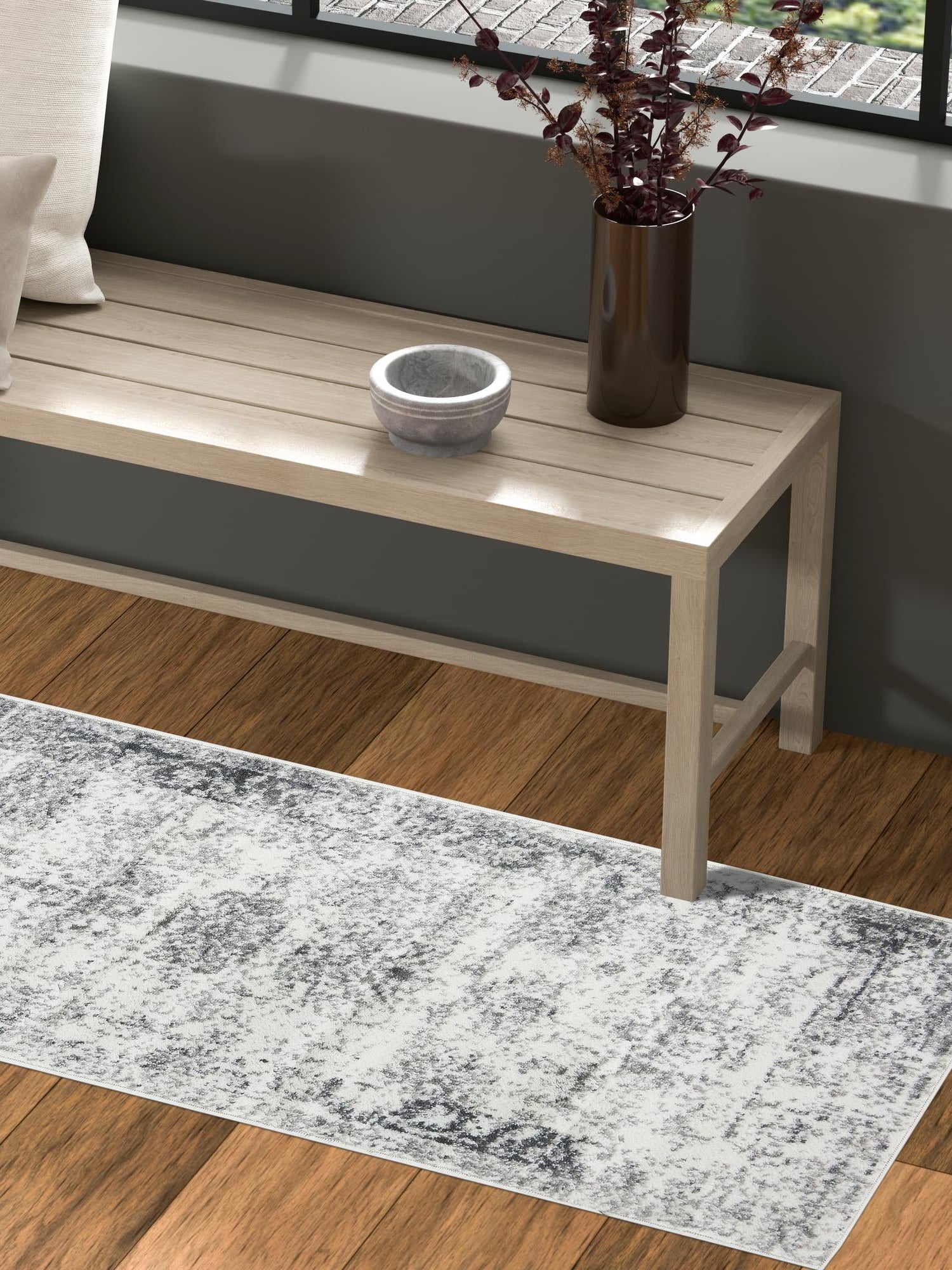 Gray 2' x 6' 1 Sofia Runner Area Rug Durable Easy Clean Stain Resistant Unique Carpet for Affordable Interior Home Design for Sale at Rug Engine