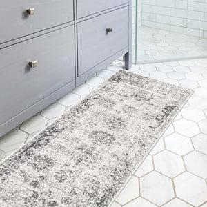 Gray 2' 7 x 12' Sofia Runner Area Rug Durable Easy Clean Stain Resistant Unique Carpet for Affordable Interior Home Design for Sale at Rug Engine