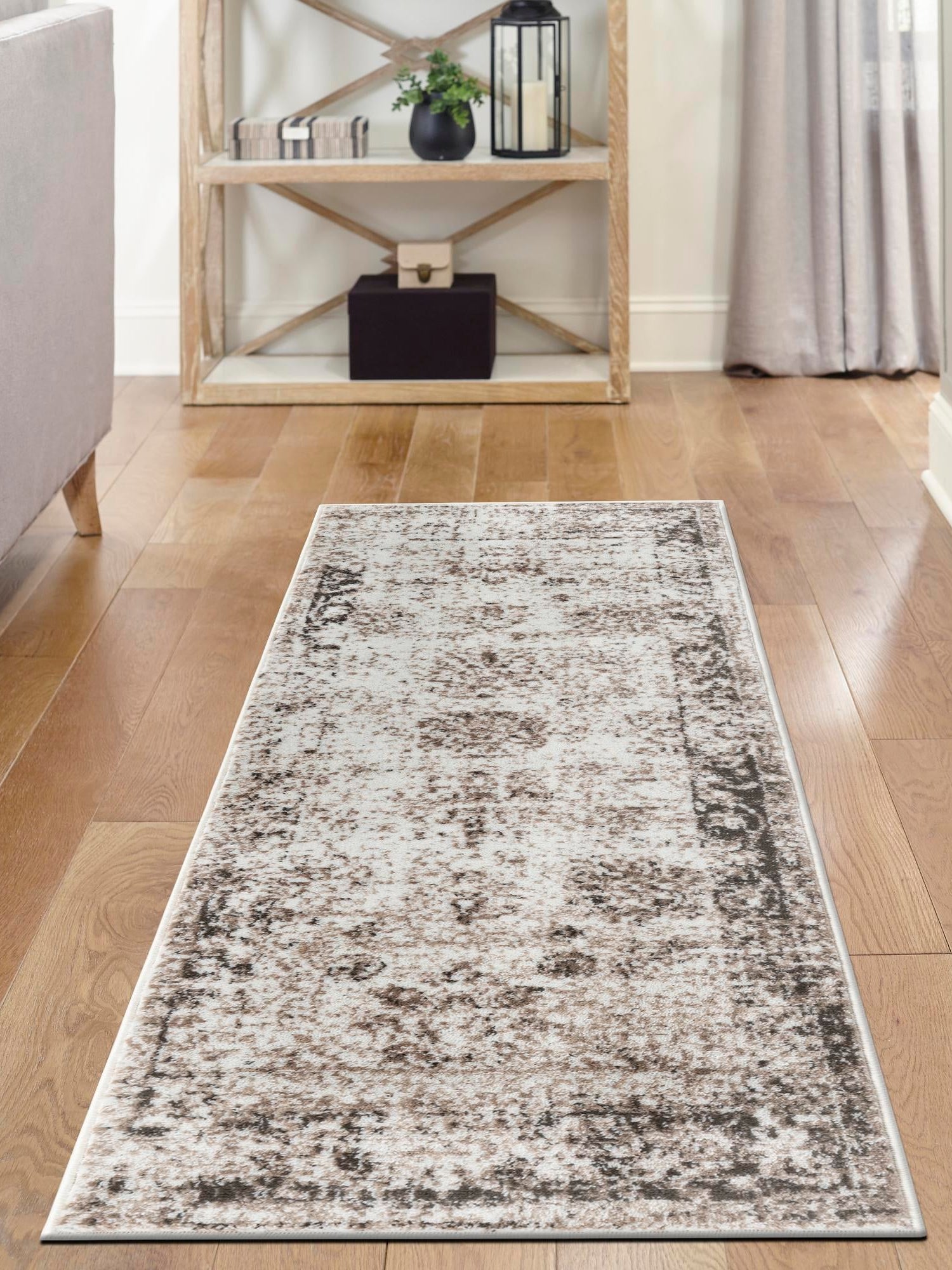 Beige 3' 3 x 16' 5 Sofia Runner Area Rug Durable Easy Clean Stain Resistant Unique Carpet for Affordable Interior Home Design for Sale at Rug Engine