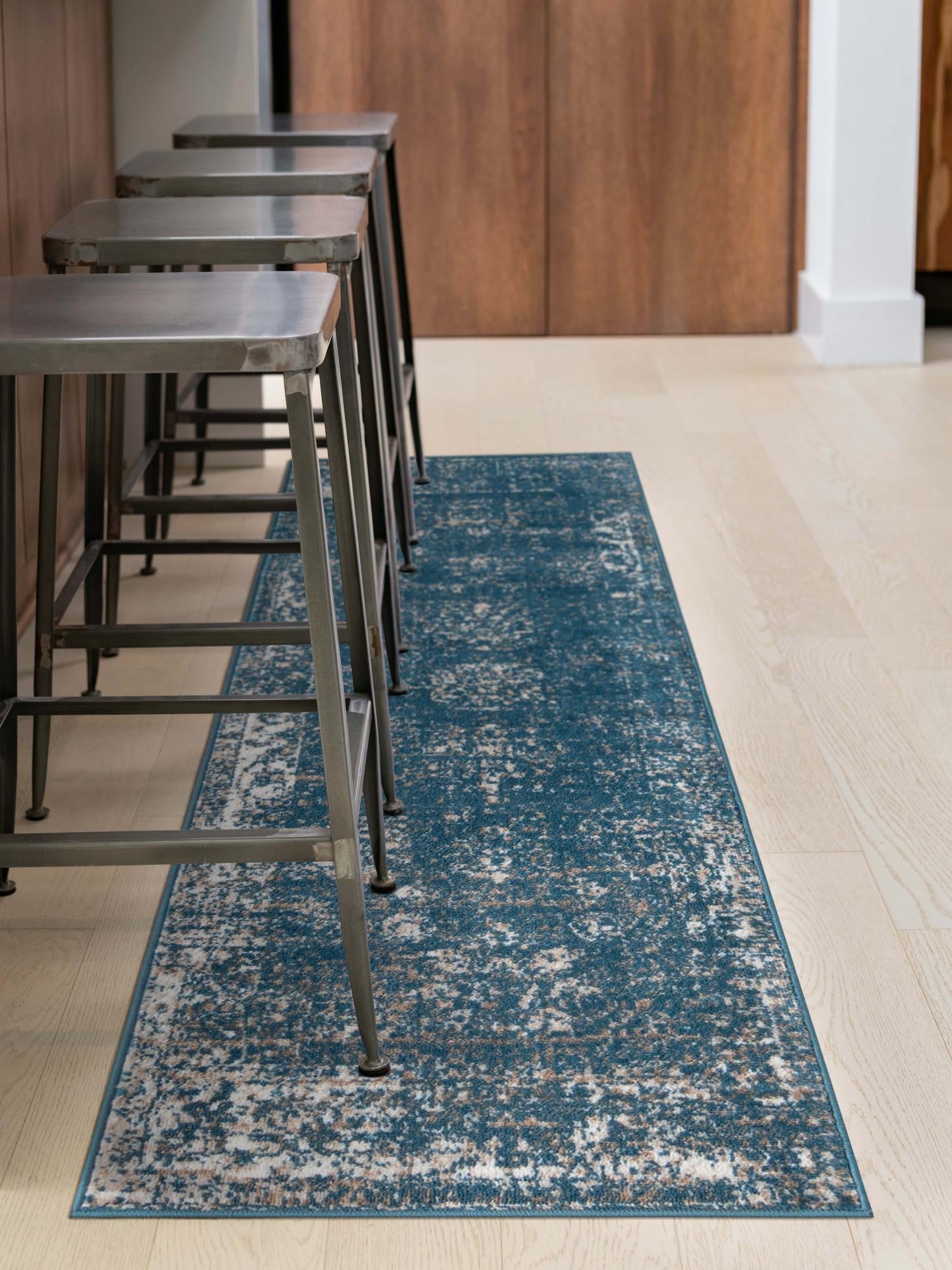 Blue 2' x 13' 1 Sofia Runner Area Rug Durable Easy Clean Stain Resistant Unique Carpet for Affordable Interior Home Design for Sale at Rug Engine