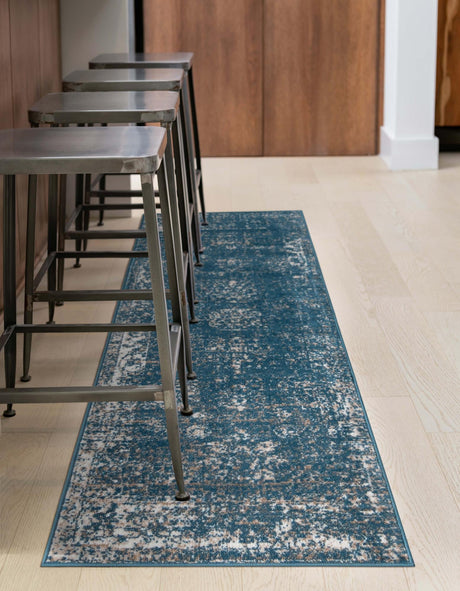 Blue 2' x 13' 1 Sofia Runner Area Rug Durable Easy Clean Stain Resistant Unique Carpet for Affordable Interior Home Design for Sale at Rug Engine