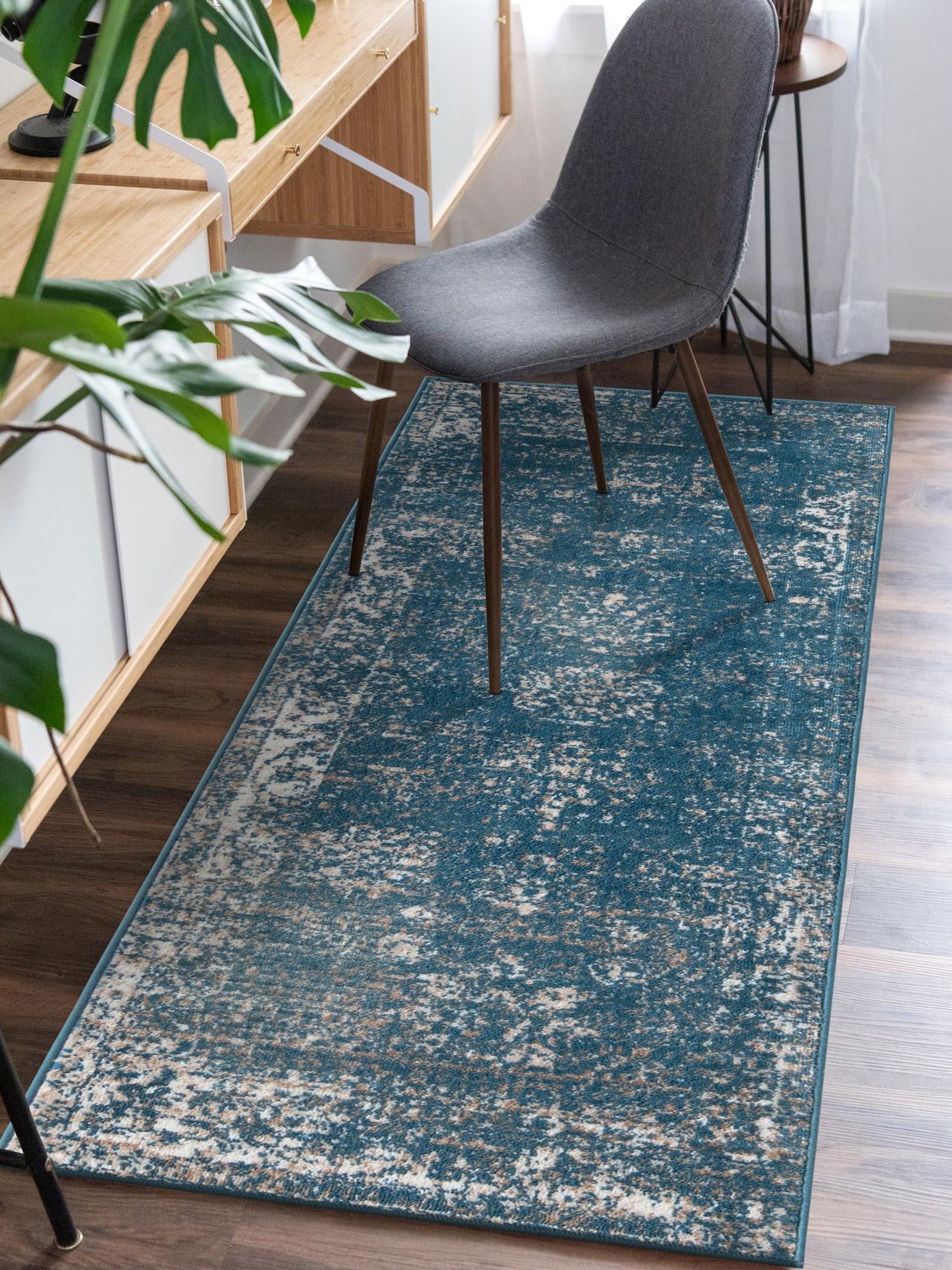 Blue 2' x 13' 1 Sofia Runner Area Rug Durable Easy Clean Stain Resistant Unique Carpet for Affordable Interior Home Design for Sale at Rug Engine
