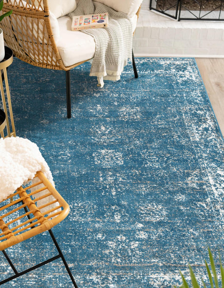 Blue 7' 10 x 10' Sofia Rectangle Area Rug Durable Easy Clean Stain Resistant Unique Carpet for Affordable Interior Home Design for Sale at Rug Engine