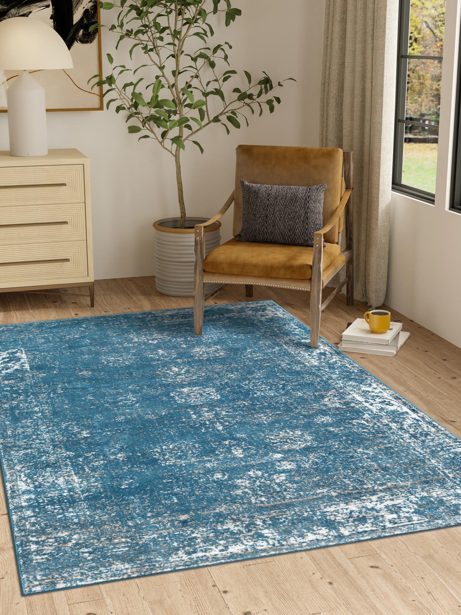 Blue 3' 1 x 5' 3 Sofia Rectangle Area Rug Durable Easy Clean Stain Resistant Unique Carpet for Affordable Interior Home Design for Sale at Rug Engine