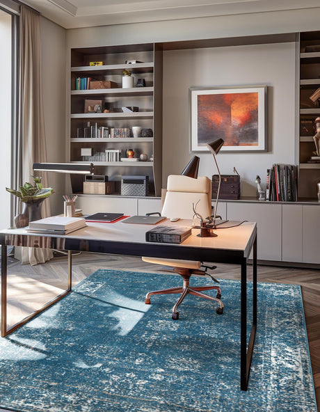 Blue 3' 1 x 5' 3 Sofia Rectangle Area Rug Durable Easy Clean Stain Resistant Unique Carpet for Affordable Interior Home Design for Sale at Rug Engine