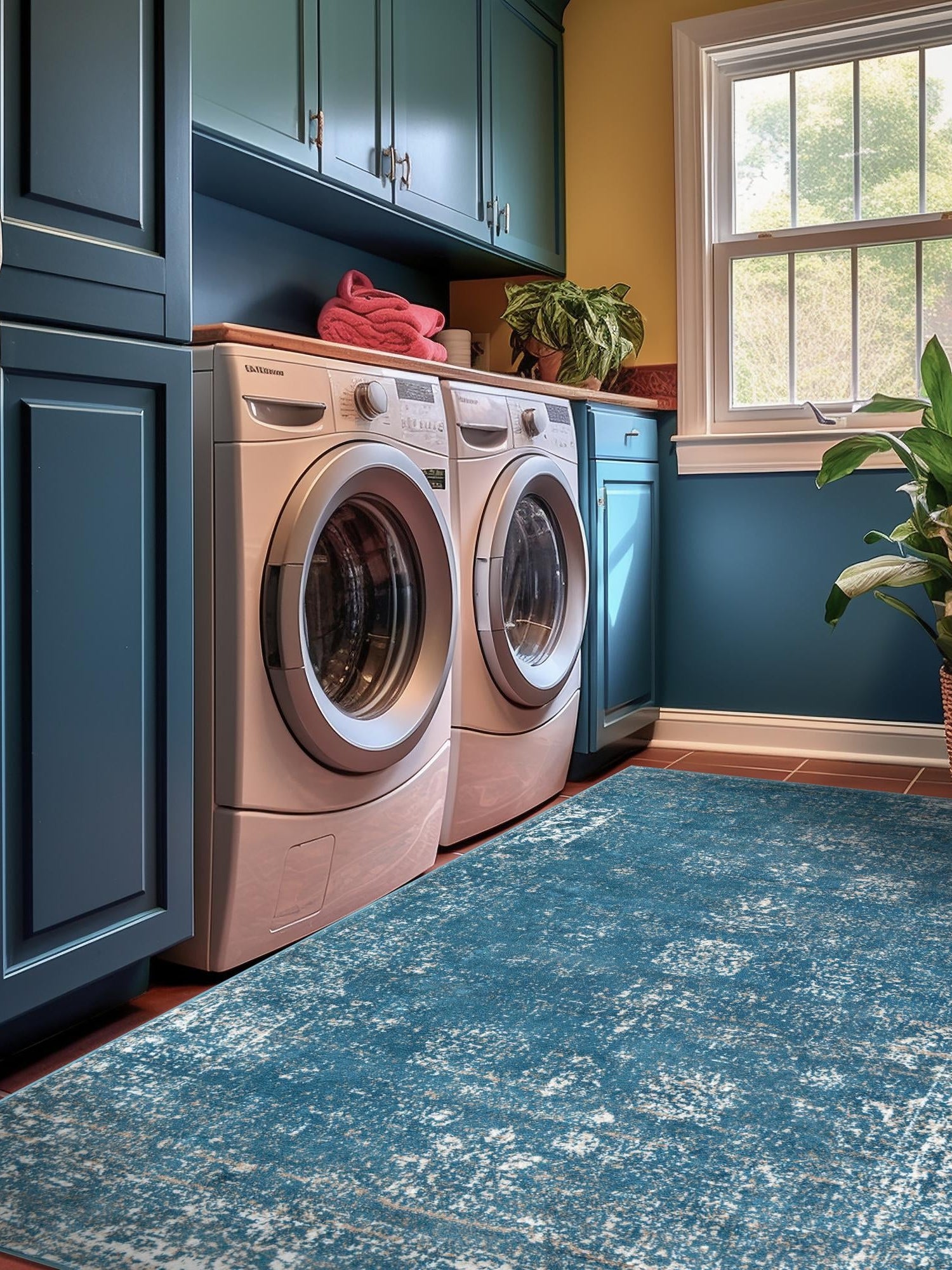 Blue 3' 1 x 5' 3 Sofia Rectangle Area Rug Durable Easy Clean Stain Resistant Unique Carpet for Affordable Interior Home Design for Sale at Rug Engine