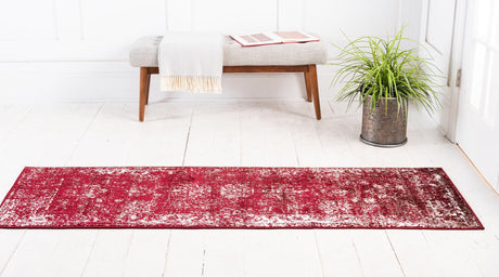 Burgundy 2' x 13' 1 Sofia Runner Area Rug Durable Easy Clean Stain Resistant Unique Carpet for Affordable Interior Home Design for Sale at Rug Engine