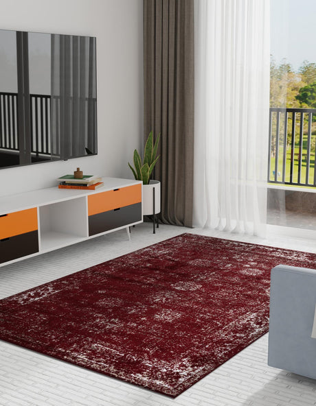 Burgundy 3' 1 x 5' 3 Sofia Rectangle Area Rug Durable Easy Clean Stain Resistant Unique Carpet for Affordable Interior Home Design for Sale at Rug Engine
