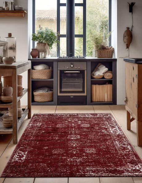 Burgundy 2' x 3' 1 Sofia Rectangle Area Rug Durable Easy Clean Stain Resistant Unique Carpet for Affordable Interior Home Design for Sale at Rug Engine