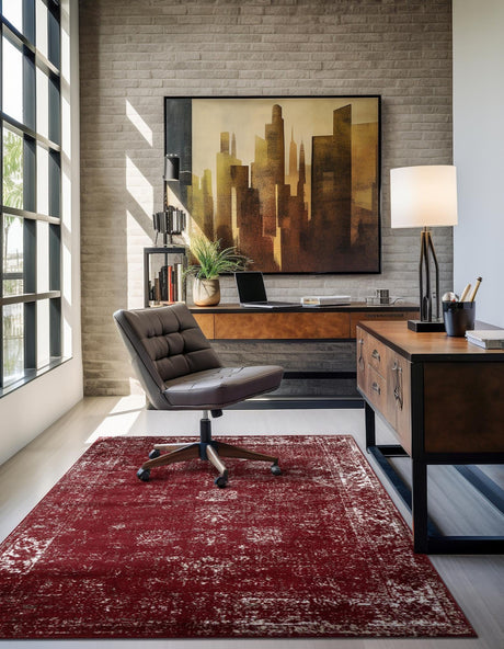 Burgundy 3' 1 x 5' 3 Sofia Rectangle Area Rug Durable Easy Clean Stain Resistant Unique Carpet for Affordable Interior Home Design for Sale at Rug Engine