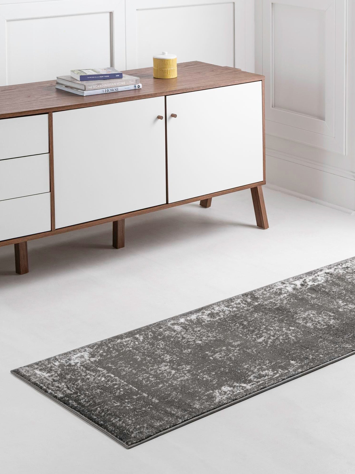 Dark Gray 2' 7 x 12' Sofia Runner Area Rug Durable Easy Clean Stain Resistant Unique Carpet for Affordable Interior Home Design for Sale at Rug Engine