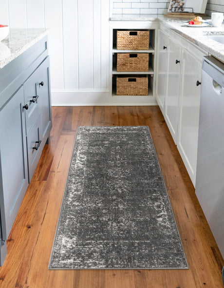 Dark Gray 3' 3 x 16' 5 Sofia Runner Area Rug Durable Easy Clean Stain Resistant Unique Carpet for Affordable Interior Home Design for Sale at Rug Engine