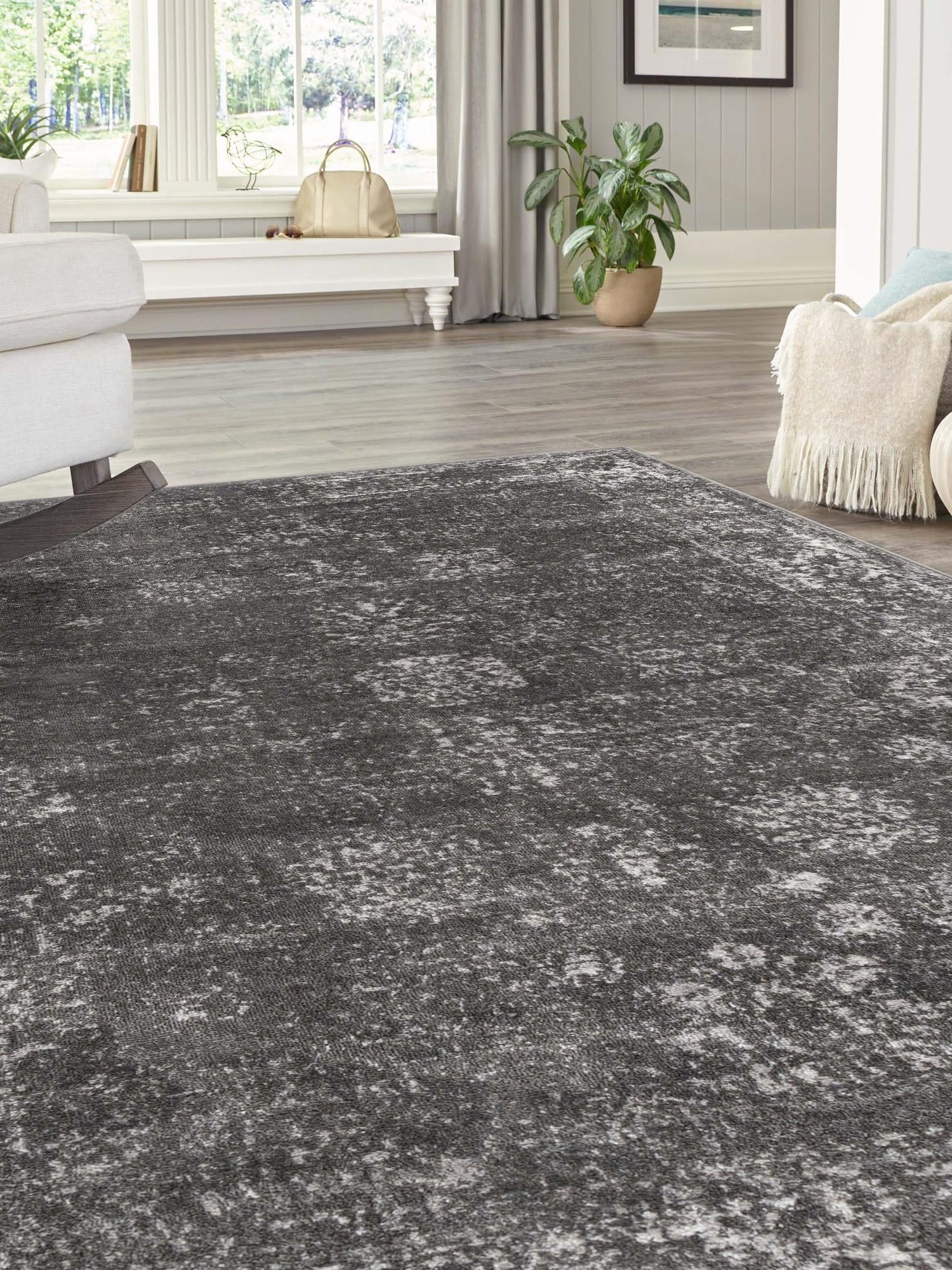 Dark Gray 5' 3 x 8' Sofia Rectangle Area Rug Discounted Clearance Final Sale