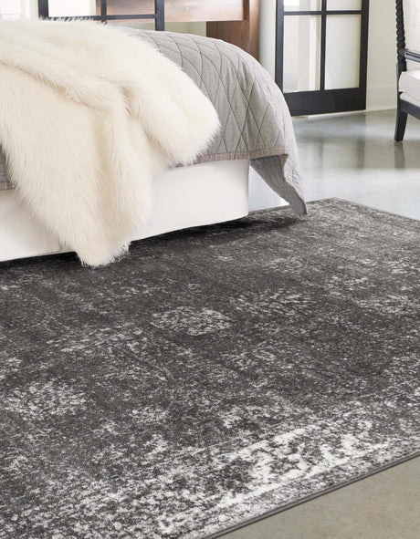 Dark Gray 7' 1 x 10' Sofia Rectangle Area Rug Durable Easy Clean Stain Resistant Unique Carpet for Affordable Interior Home Design for Sale at Rug Engine