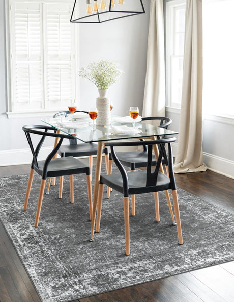 Dark Gray 3' 1 x 5' 3 Sofia Rectangle Area Rug Durable Easy Clean Stain Resistant Unique Carpet for Affordable Interior Home Design for Sale at Rug Engine