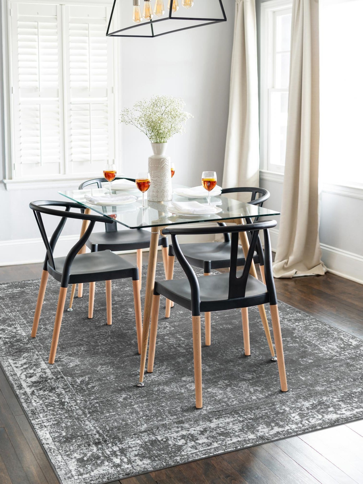 Dark Gray 4' 1 x 6' 1 Sofia Rectangle Area Rug Discounted Clearance Final Sale