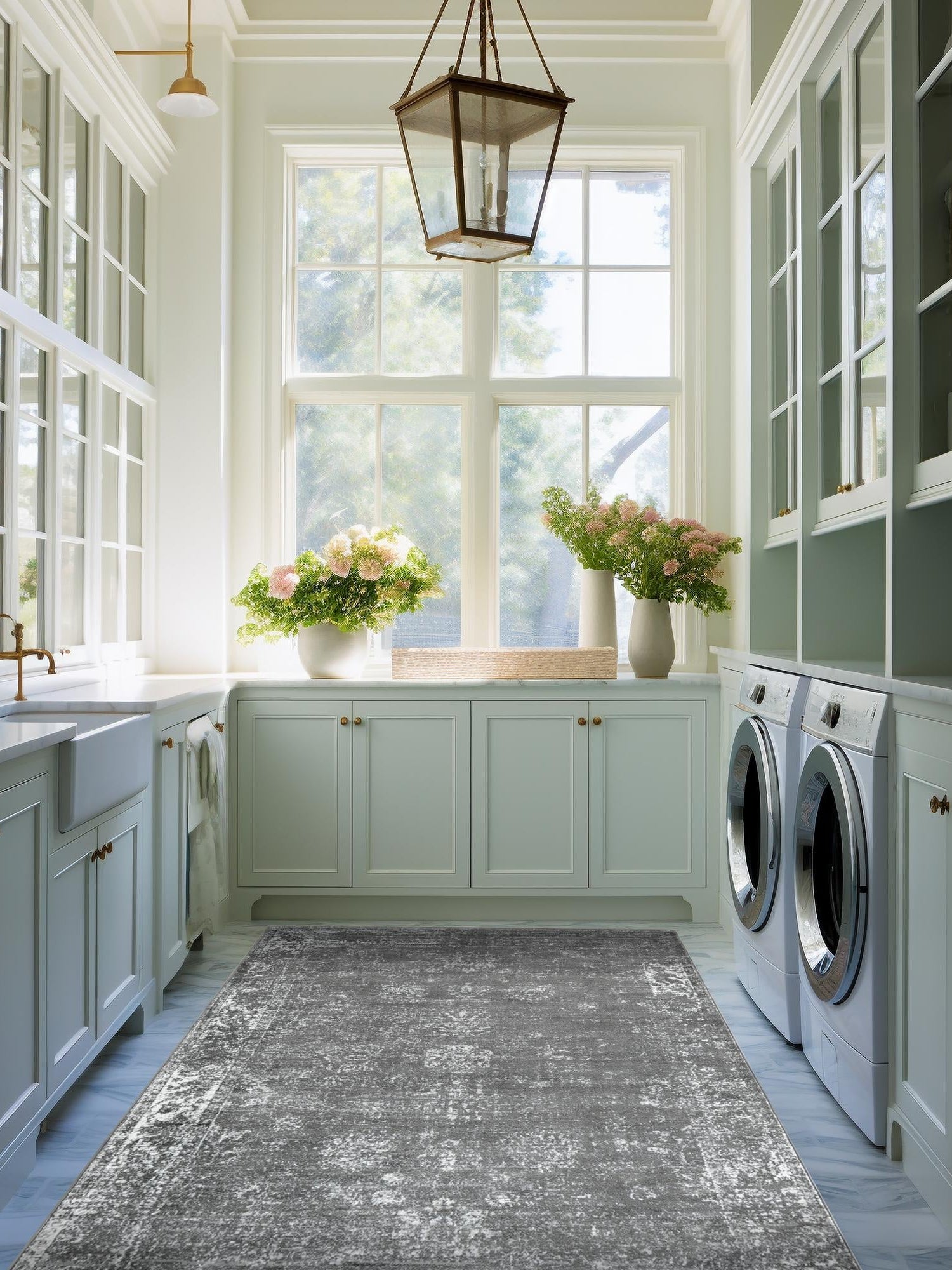 Dark Gray 4' 1 x 6' 1 Sofia Rectangle Area Rug Discounted Clearance Final Sale