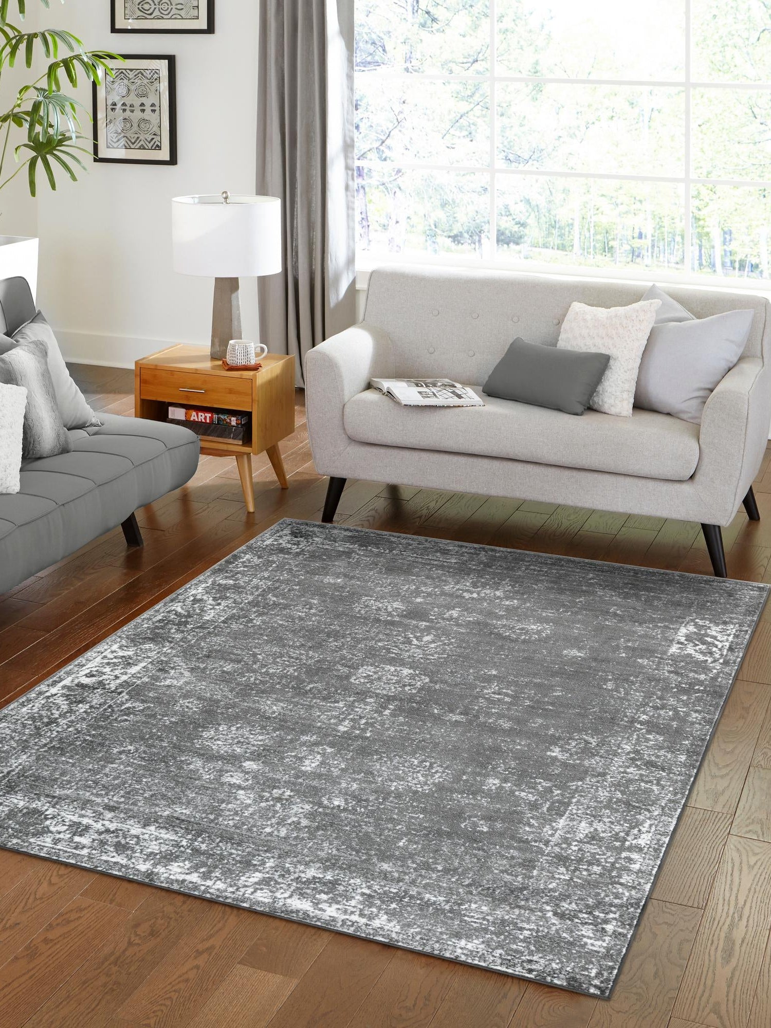 Dark Gray 5' 3 x 8' Sofia Rectangle Area Rug Discounted Clearance Final Sale