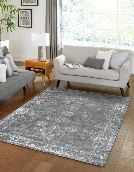 Dark Gray 5' 3 x 8' Sofia Rectangle Area Rug Discounted Clearance Final Sale