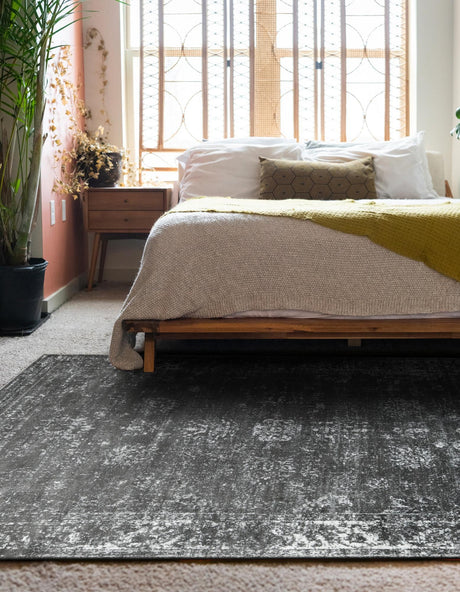 Dark Gray 7' 1 x 10' Sofia Rectangle Area Rug Durable Easy Clean Stain Resistant Unique Carpet for Affordable Interior Home Design for Sale at Rug Engine