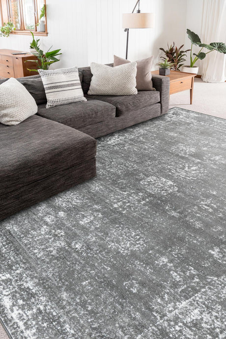 Dark Gray 7' 1 x 10' Sofia Rectangle Area Rug Durable Easy Clean Stain Resistant Unique Carpet for Affordable Interior Home Design for Sale at Rug Engine