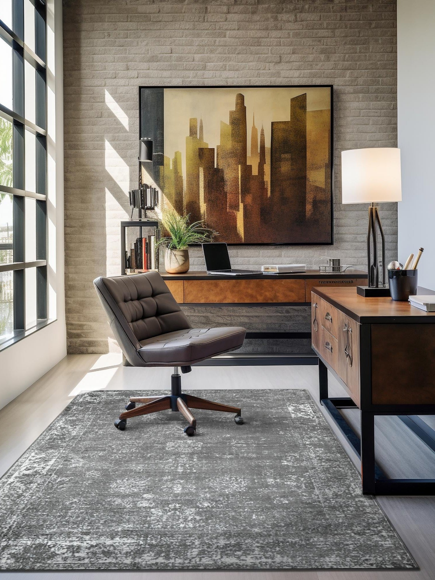 Dark Gray 5' 3 x 8' Sofia Rectangle Area Rug Discounted Clearance Final Sale