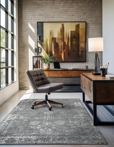 Dark Gray 5' 3 x 8' Sofia Rectangle Area Rug Discounted Clearance Final Sale