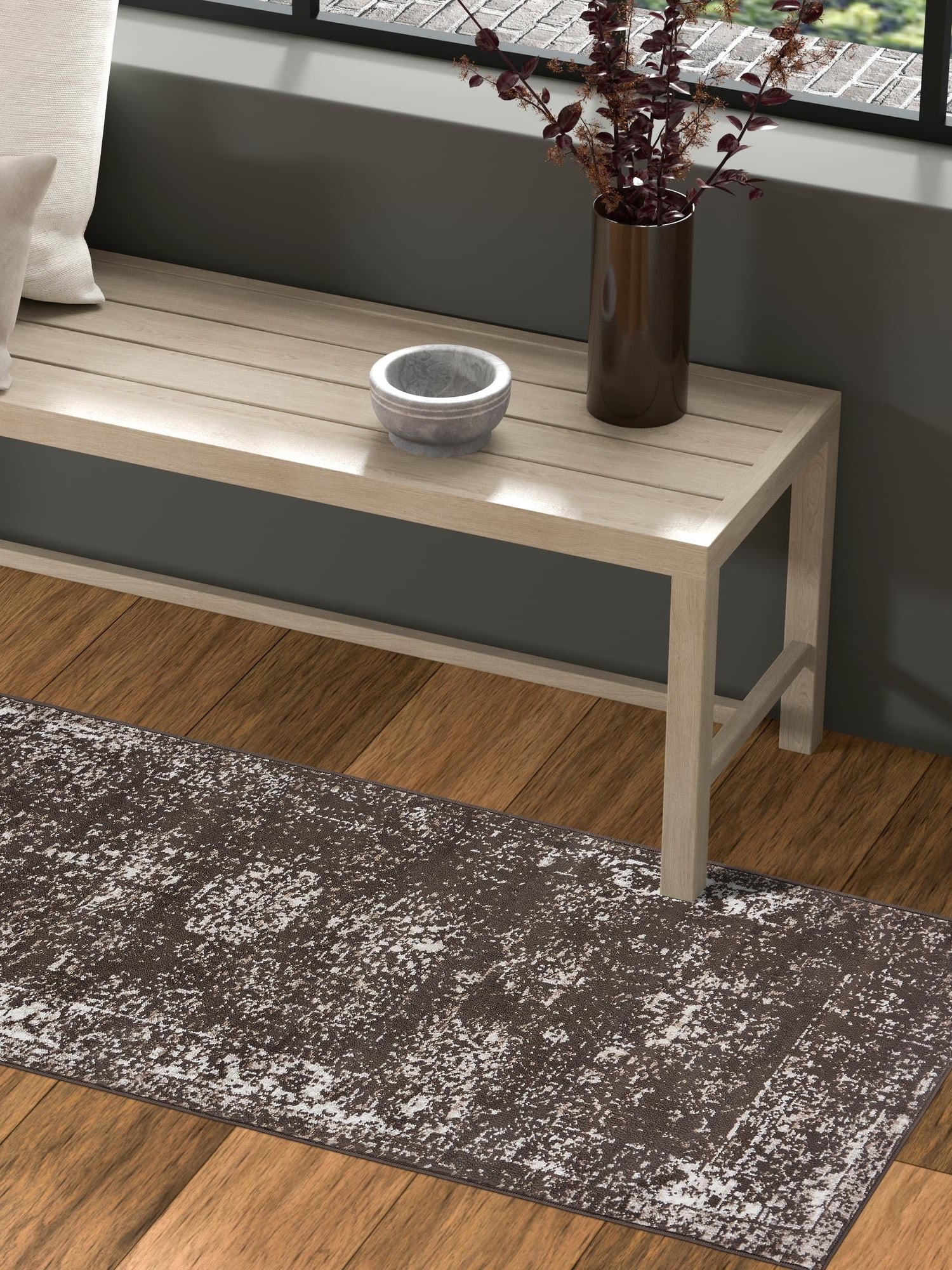 Brown 2' x 13' 1 Sofia Runner Area Rug Durable Easy Clean Stain Resistant Unique Carpet for Affordable Interior Home Design for Sale at Rug Engine