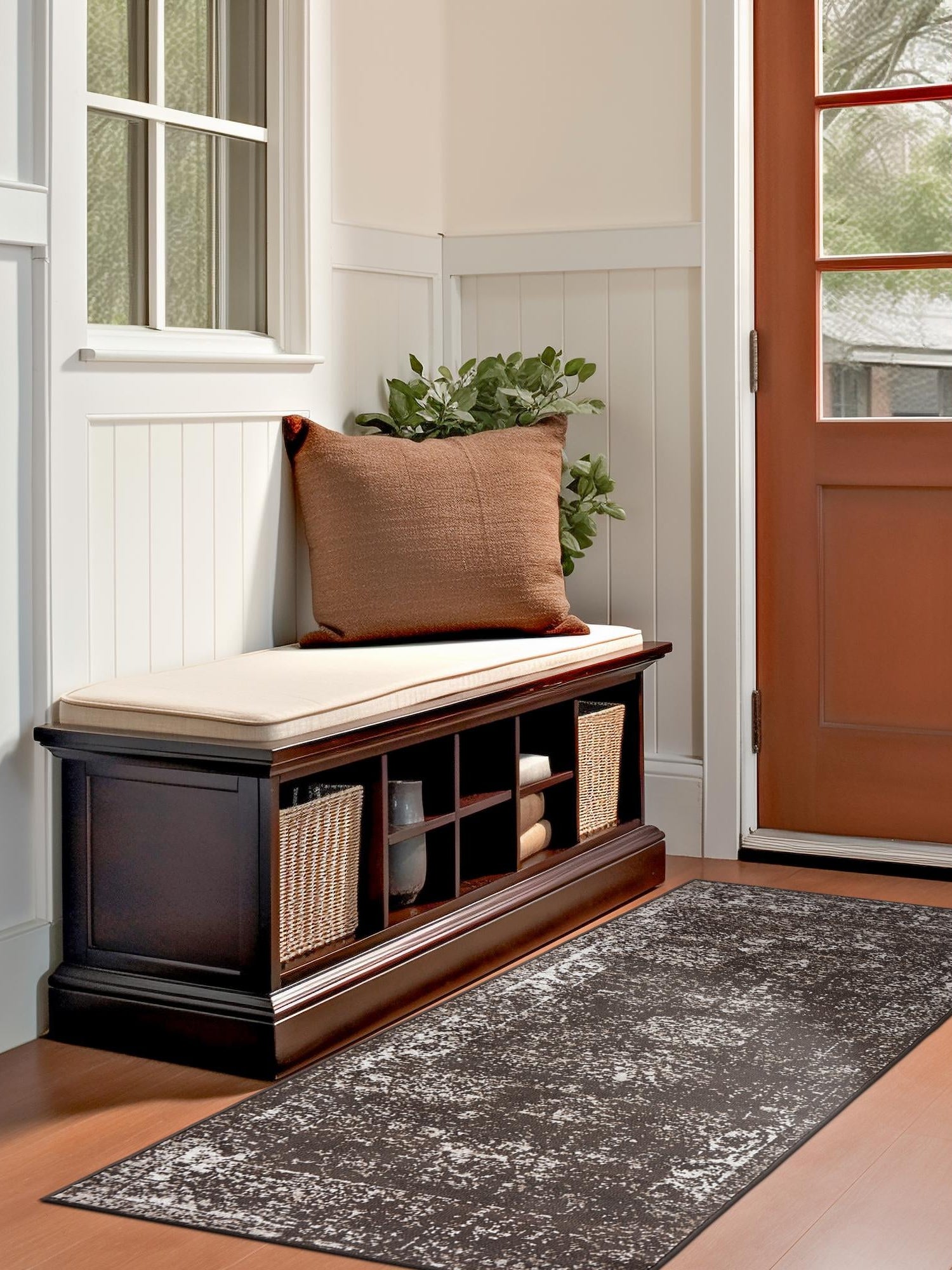 Brown 3' 3 x 19' 8 Sofia Runner Area Rug Durable Easy Clean Stain Resistant Unique Carpet for Affordable Interior Home Design for Sale at Rug Engine