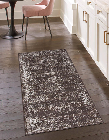 Brown 3' 3 x 19' 8 Sofia Runner Area Rug Durable Easy Clean Stain Resistant Unique Carpet for Affordable Interior Home Design for Sale at Rug Engine
