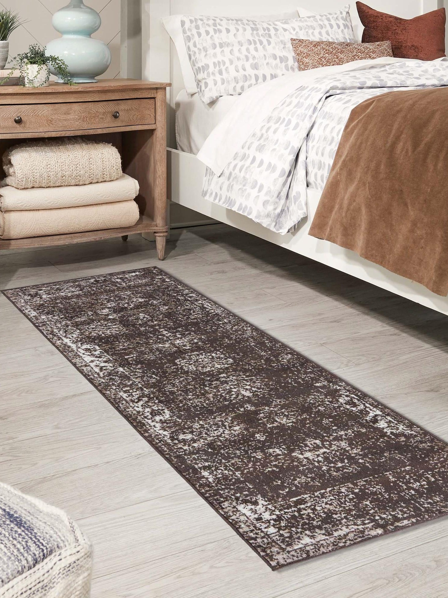 Brown 3' 3 x 19' 8 Sofia Runner Area Rug Durable Easy Clean Stain Resistant Unique Carpet for Affordable Interior Home Design for Sale at Rug Engine