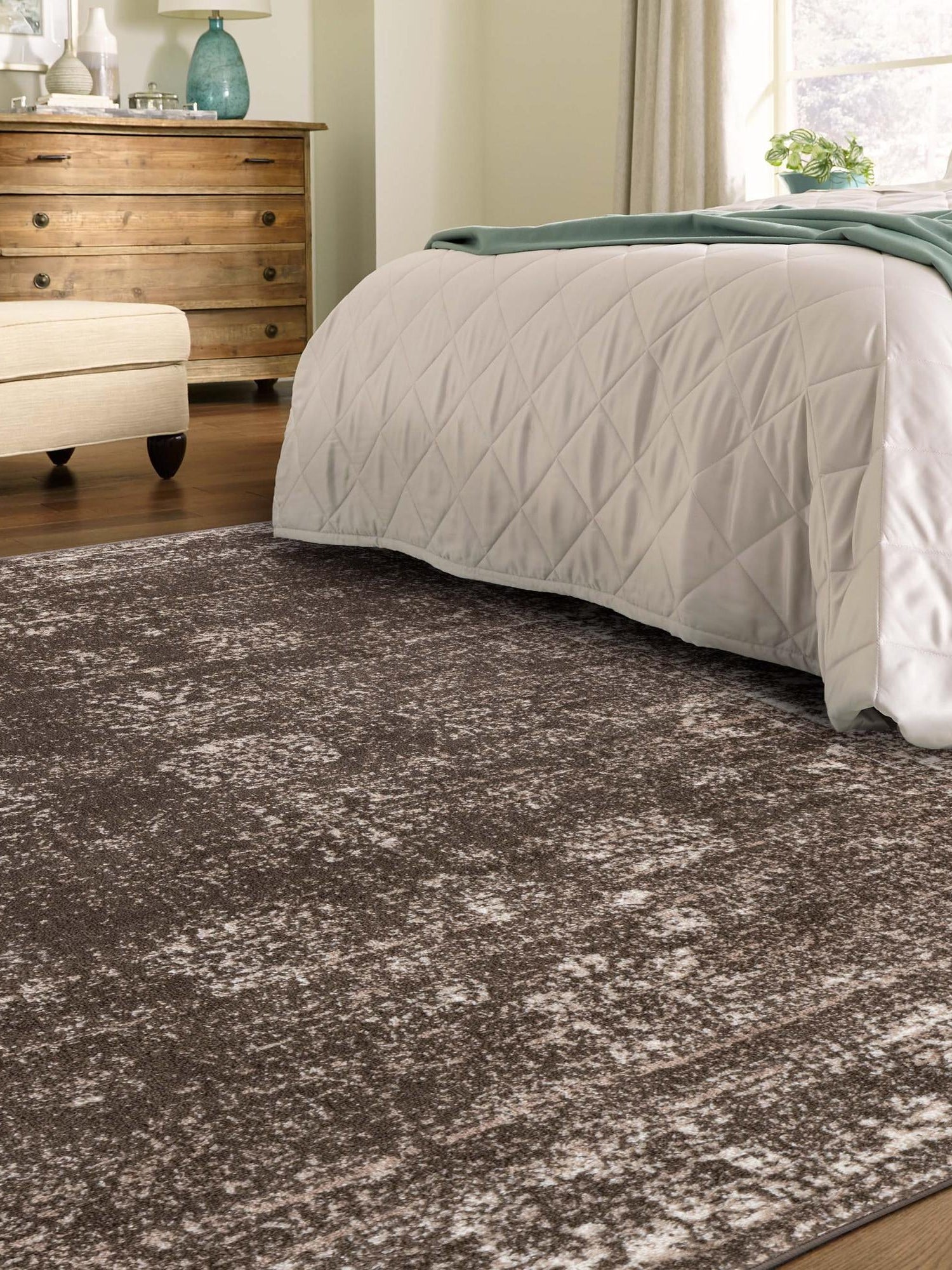 Brown 7' 1 x 10' Sofia Rectangle Area Rug Durable Easy Clean Stain Resistant Unique Carpet for Affordable Interior Home Design for Sale at Rug Engine