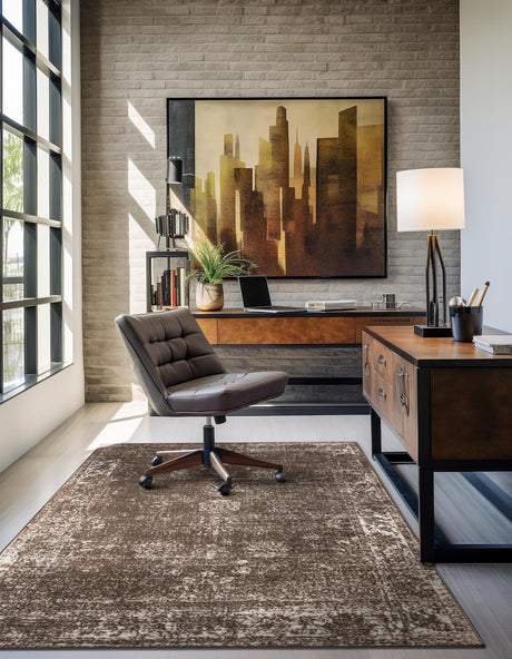 Brown 7' 1 x 10' Sofia Rectangle Area Rug Durable Easy Clean Stain Resistant Unique Carpet for Affordable Interior Home Design for Sale at Rug Engine