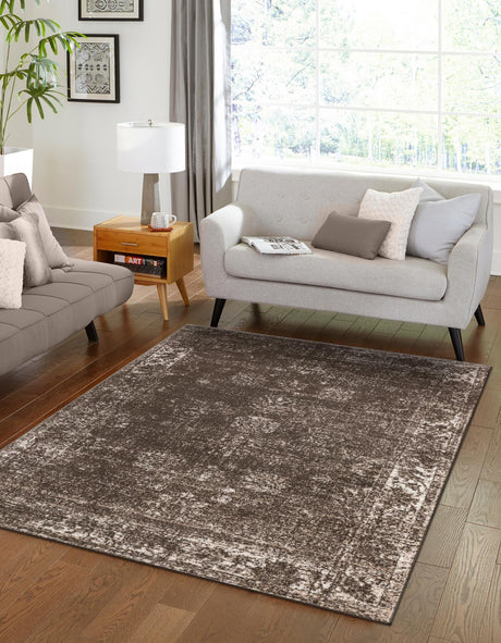 Brown 5' 3 x 8' Sofia Rectangle Area Rug Durable Easy Clean Stain Resistant Unique Carpet for Affordable Interior Home Design for Sale at Rug Engine