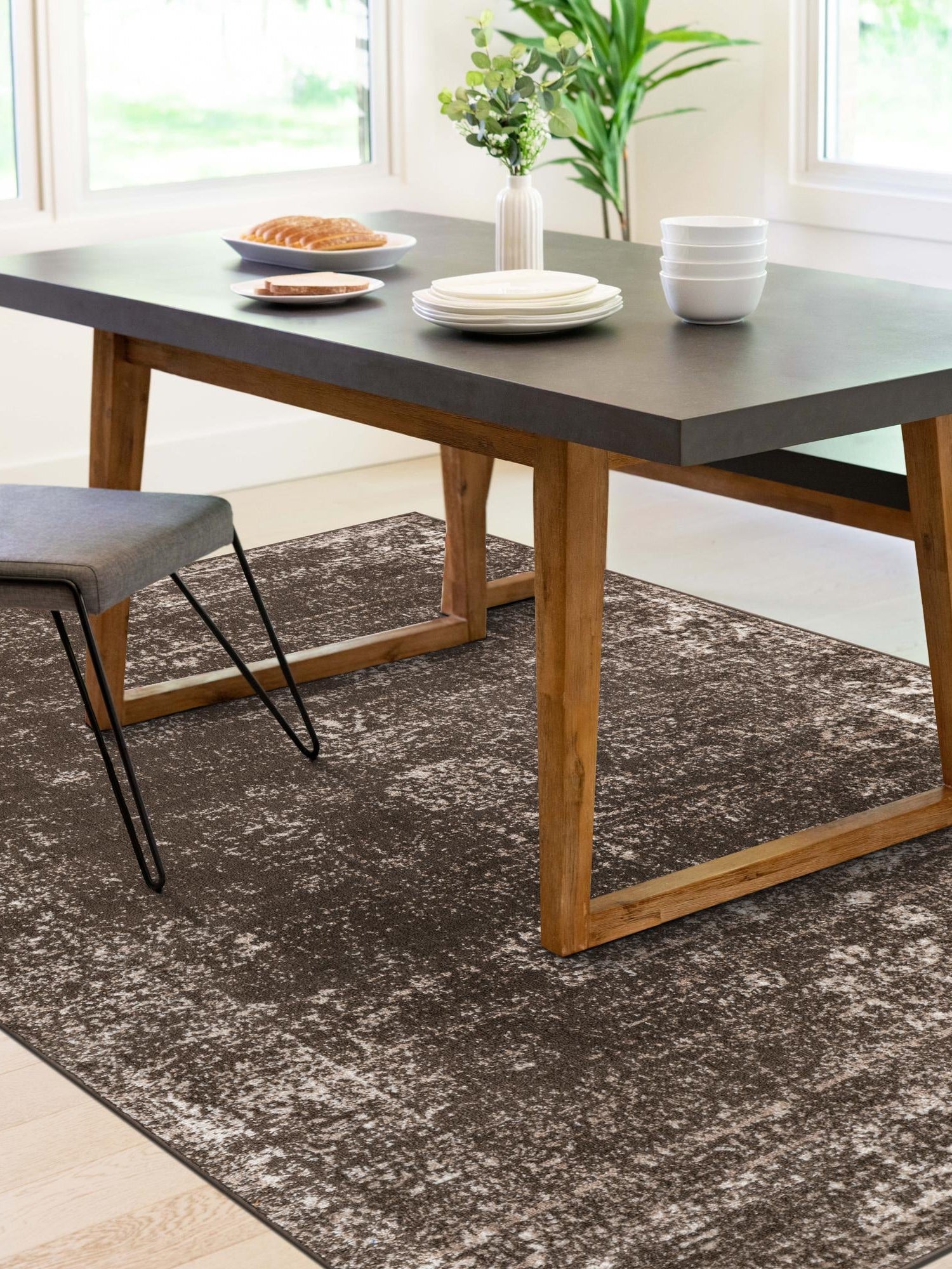 Brown 7' 10 x 11' Sofia Rectangle Area Rug Durable Easy Clean Stain Resistant Unique Carpet for Affordable Interior Home Design for Sale at Rug Engine