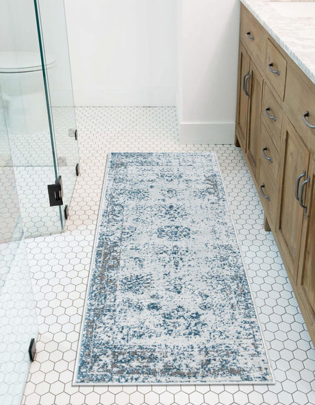 Light Blue 2' x 6' 7 Sofia Runner Area Rug Durable Easy Clean Stain Resistant Unique Carpet for Affordable Interior Home Design for Sale at Rug Engine
