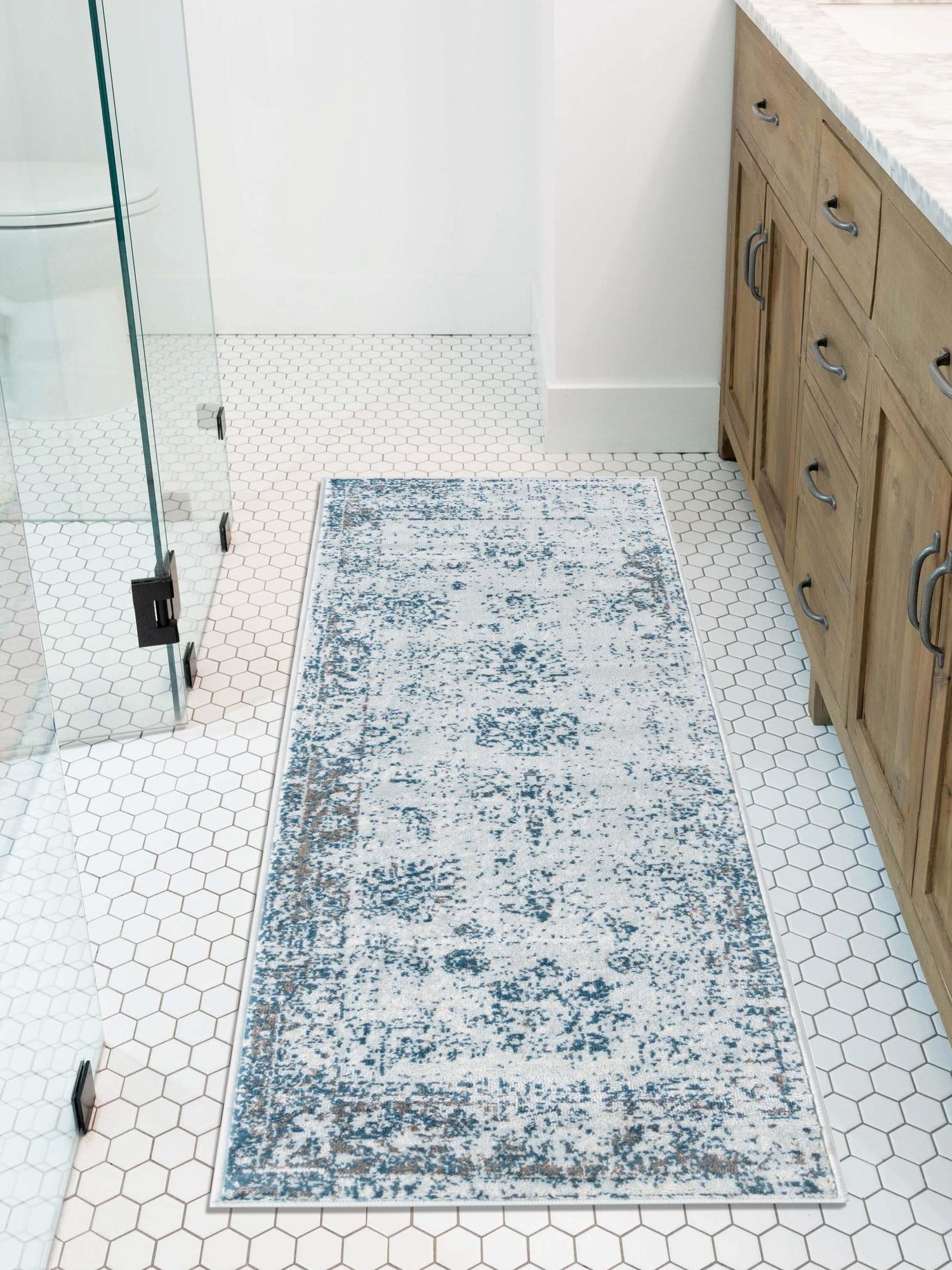 Light Blue 2' x 5' 1 Sofia Runner Area Rug Durable Easy Clean Stain Resistant Unique Carpet for Affordable Interior Home Design for Sale at Rug Engine