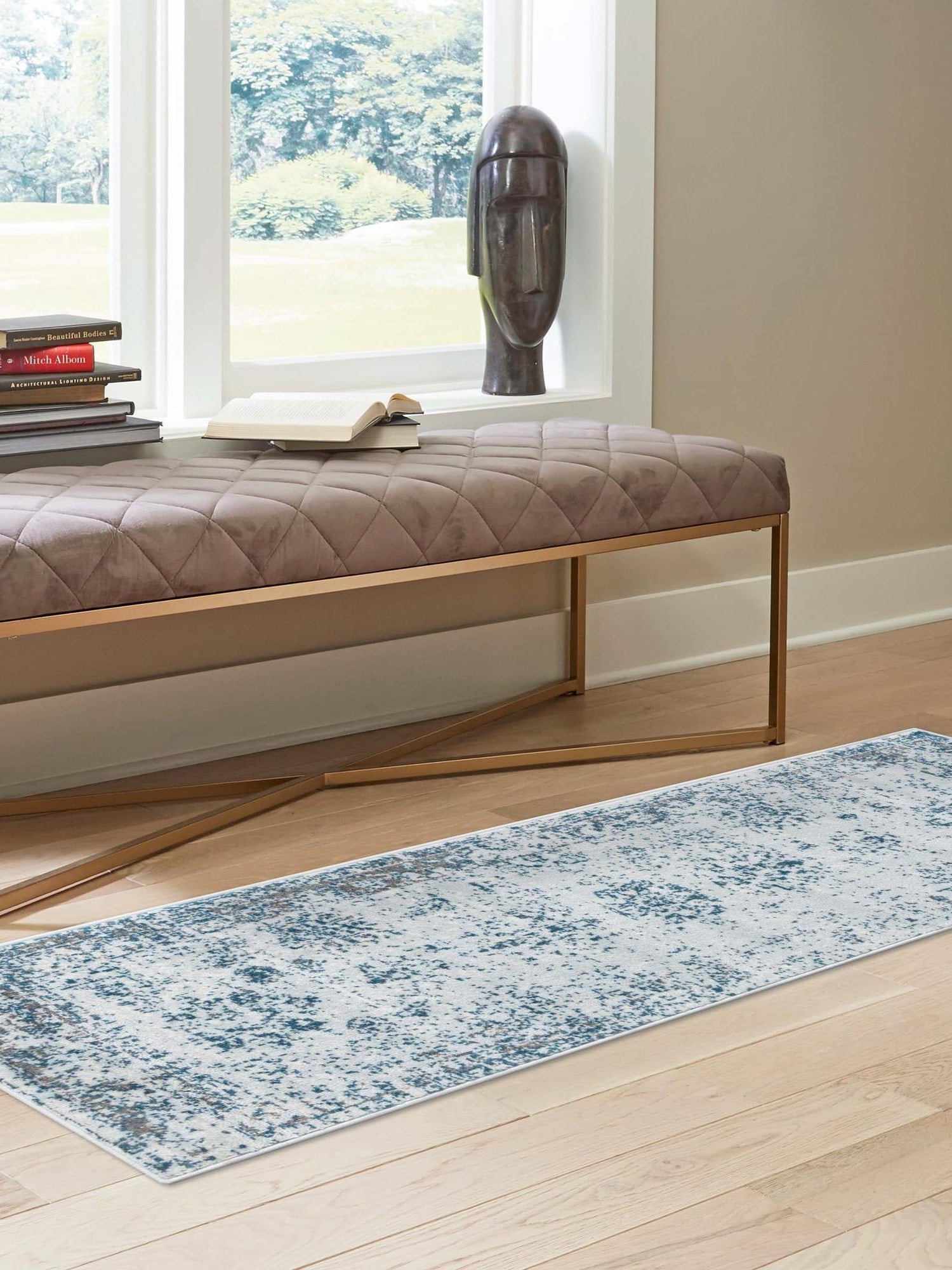 Light Blue 2' x 9' 10 Sofia Runner Area Rug Durable Easy Clean Stain Resistant Unique Carpet for Affordable Interior Home Design for Sale at Rug Engine