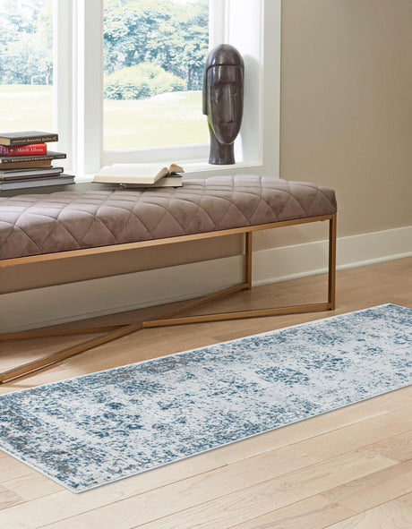 Light Blue 2' x 9' 10 Sofia Runner Area Rug Durable Easy Clean Stain Resistant Unique Carpet for Affordable Interior Home Design for Sale at Rug Engine
