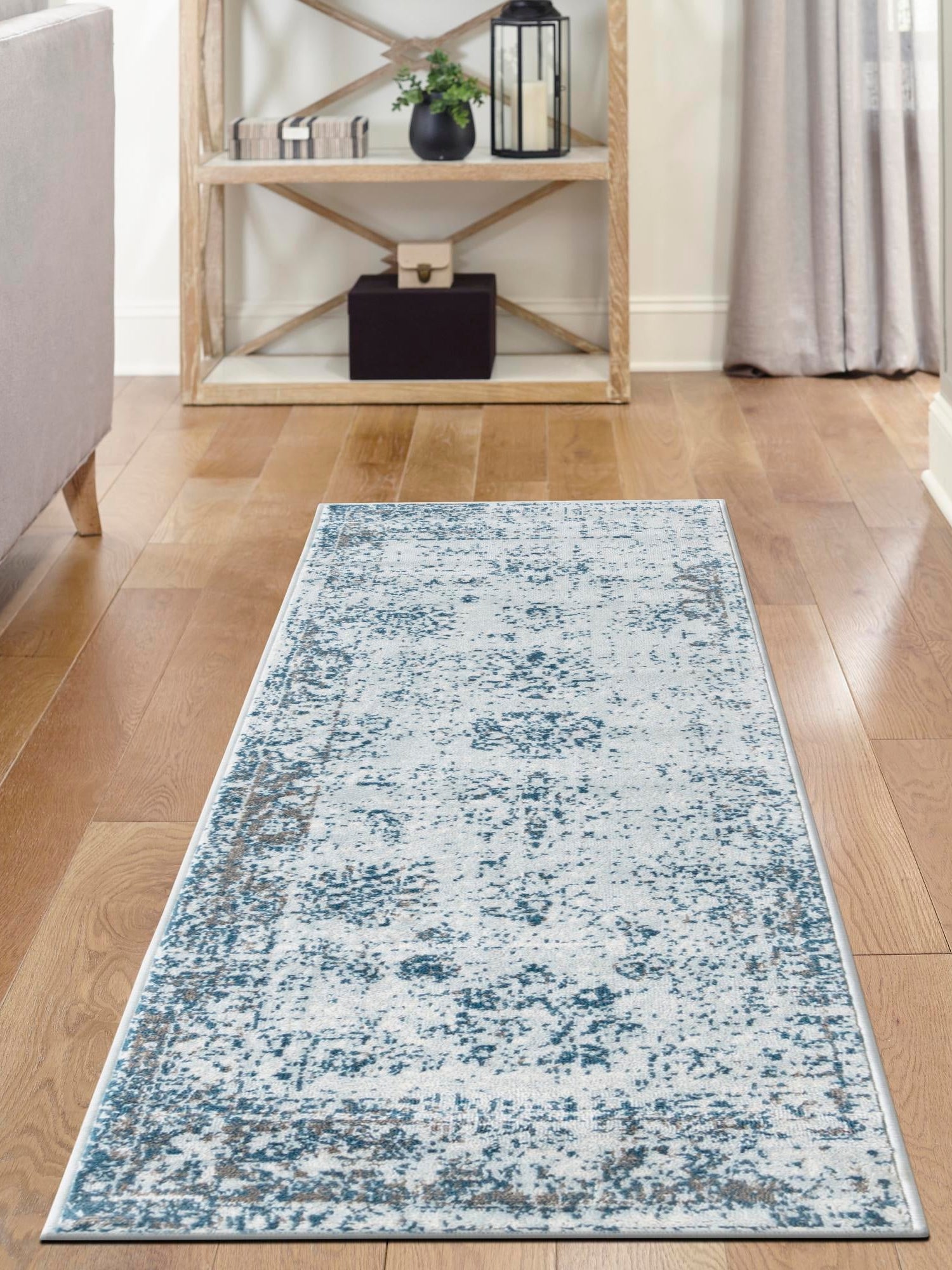 Light Blue 2' x 4' 1 Sofia Runner Area Rug Durable Easy Clean Stain Resistant Unique Carpet for Affordable Interior Home Design for Sale at Rug Engine