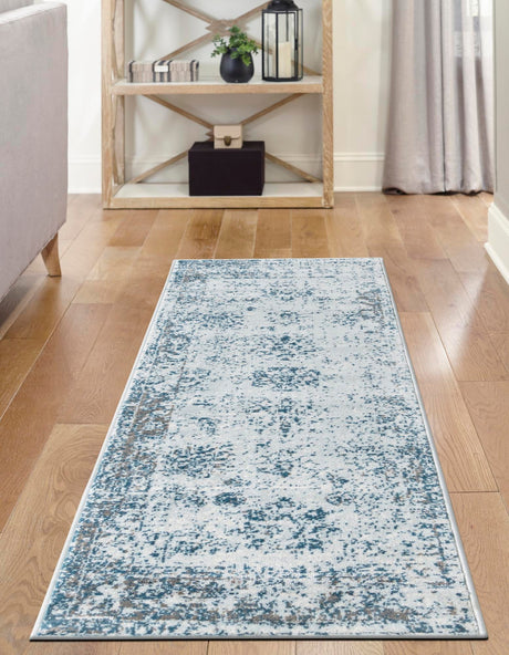 Light Blue 3' 3 x 16' 5 Sofia Runner Area Rug Durable Easy Clean Stain Resistant Unique Carpet for Affordable Interior Home Design for Sale at Rug Engine