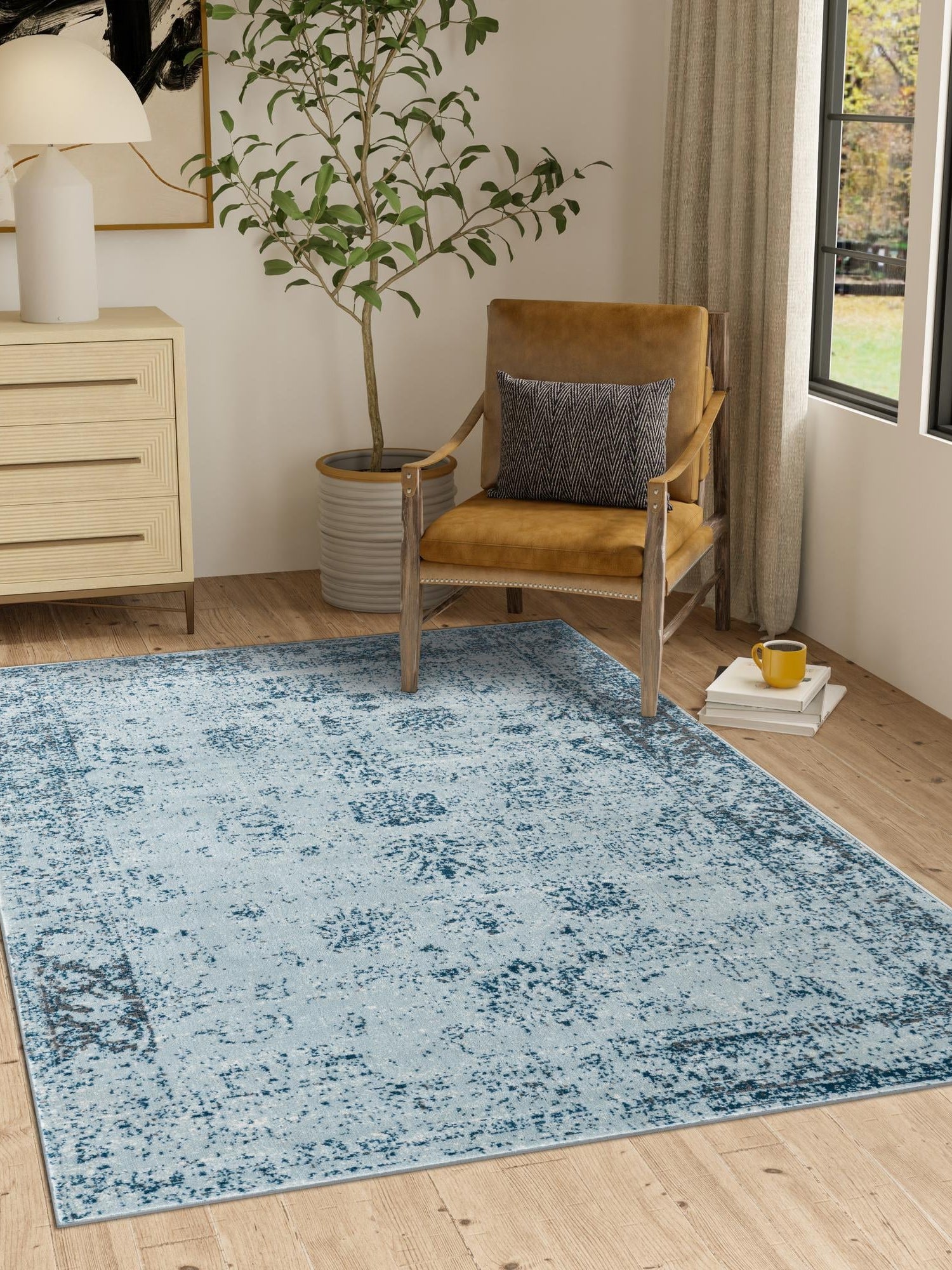 Light Blue 5' 3 x 8' Sofia Rectangle Area Rug Discounted Clearance Final Sale