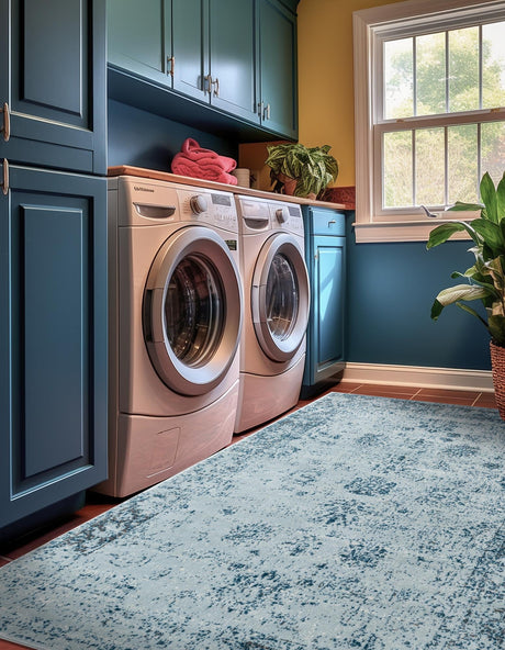 Light Blue 6' 1 x 9' Sofia Rectangle Area Rug Durable Easy Clean Stain Resistant Unique Carpet for Affordable Interior Home Design for Sale at Rug Engine