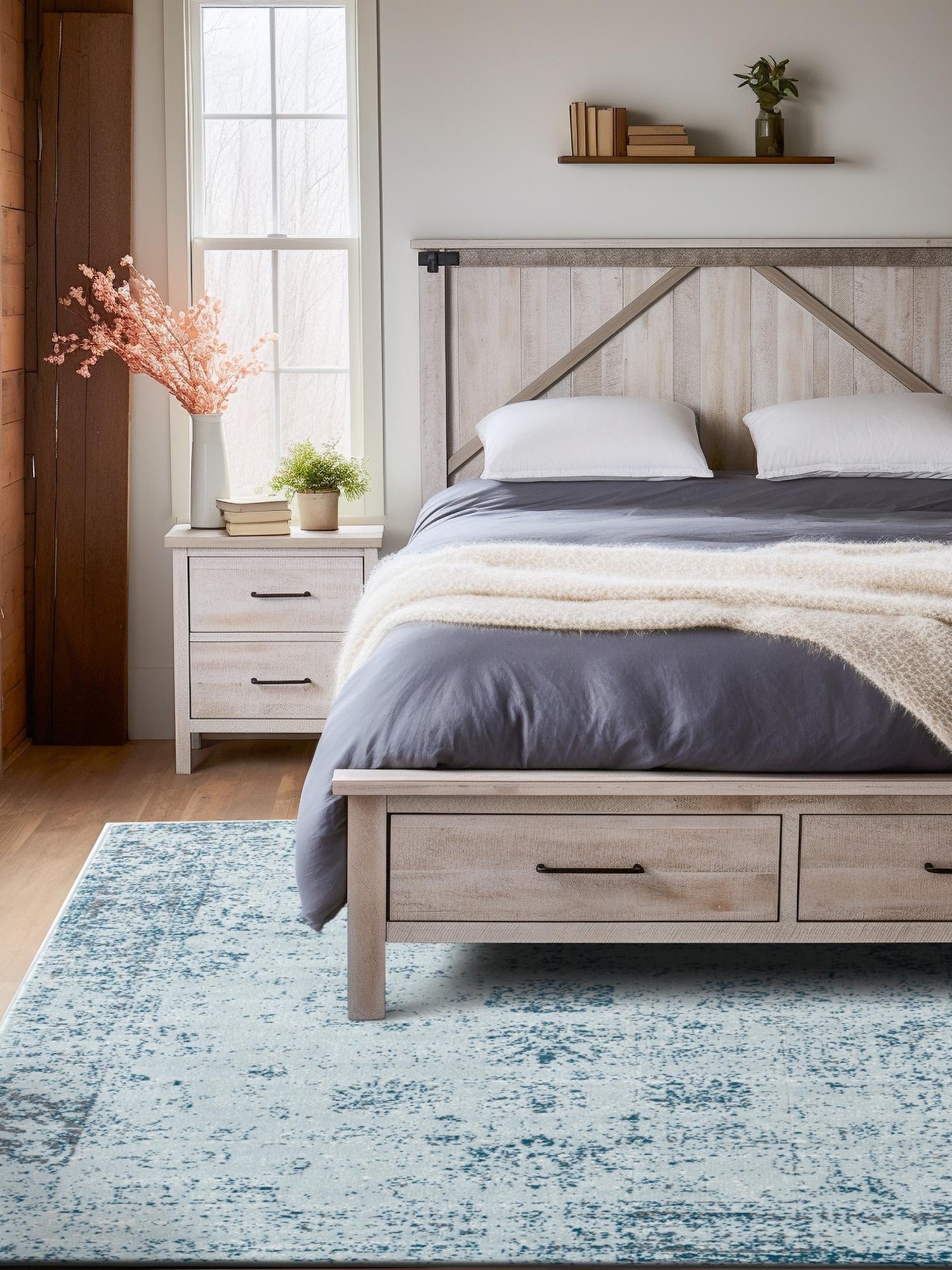 Light Blue 7' 10 x 10' Sofia Rectangle Area Rug Durable Easy Clean Stain Resistant Unique Carpet for Affordable Interior Home Design for Sale at Rug Engine