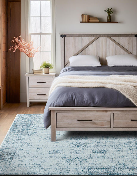 Light Blue 6' 1 x 9' Sofia Rectangle Area Rug Durable Easy Clean Stain Resistant Unique Carpet for Affordable Interior Home Design for Sale at Rug Engine