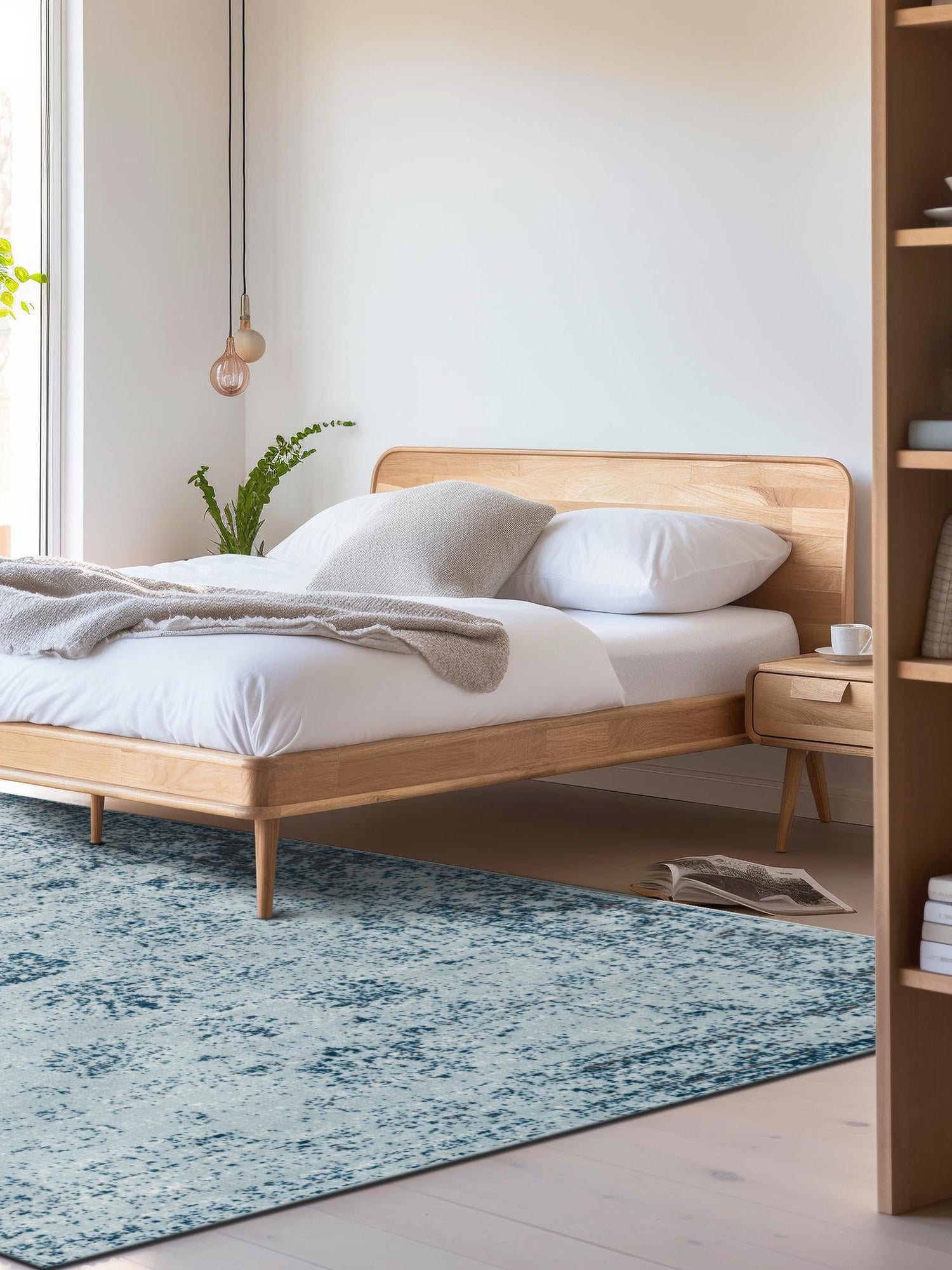 Light Blue 5' 3 x 8' Sofia Rectangle Area Rug Discounted Clearance Final Sale