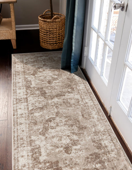 Beige 2' x 6' 7 Sofia Runner Area Rug Discounted Clearance Final Sale Durable Easy Clean Stain Resistant Unique Carpet for Affordable Interior Home Design for Sale at Rug Engine