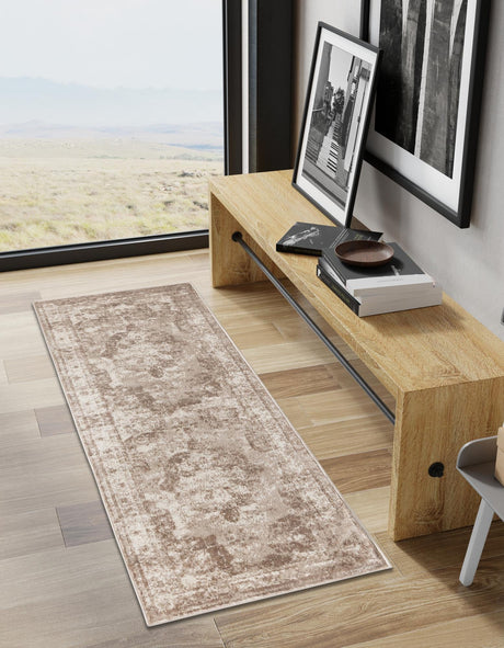 Beige 2' x 6' 7 Sofia Runner Area Rug Discounted Clearance Final Sale Durable Easy Clean Stain Resistant Unique Carpet for Affordable Interior Home Design for Sale at Rug Engine