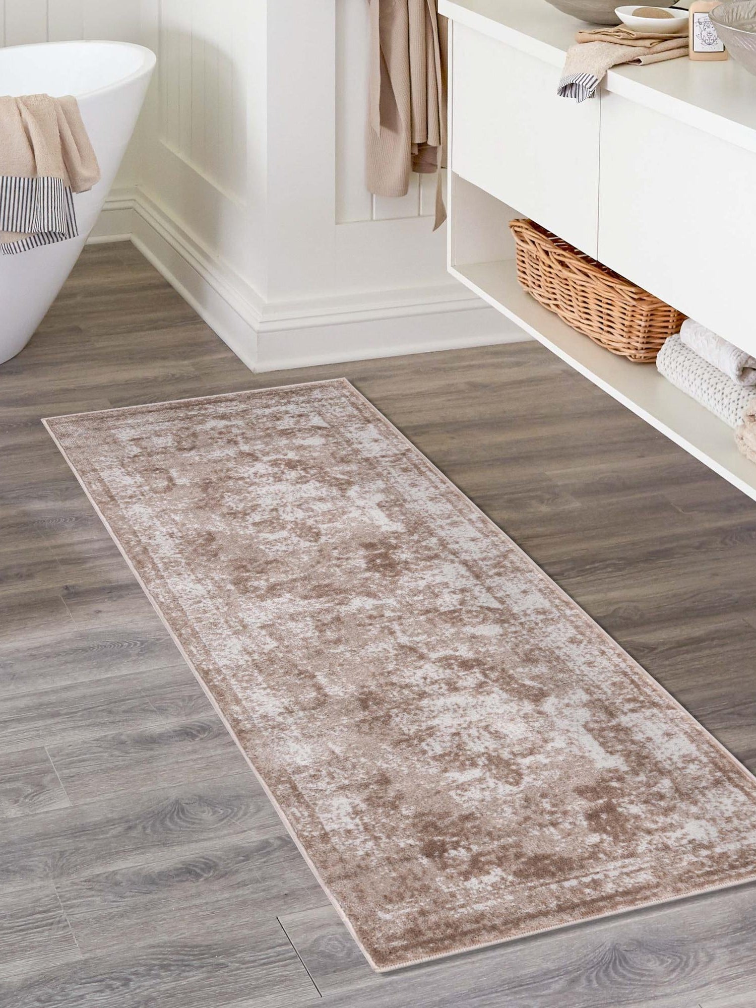 Beige 3' 3 x 19' 8 Sofia Runner Area Rug Durable Easy Clean Stain Resistant Unique Carpet for Affordable Interior Home Design for Sale at Rug Engine