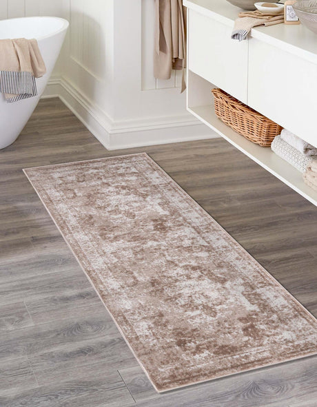 Beige 3' 3 x 19' 8 Sofia Runner Area Rug Durable Easy Clean Stain Resistant Unique Carpet for Affordable Interior Home Design for Sale at Rug Engine